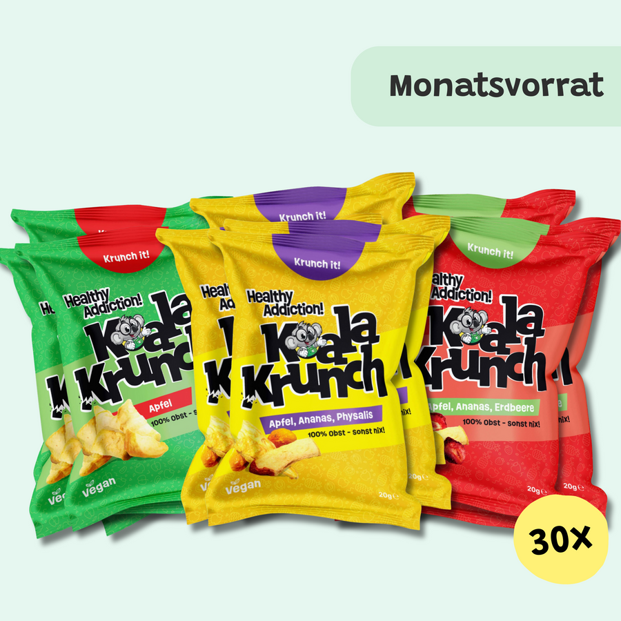 Koala Krunch Monatsbox – 30 Pouches vakuumgetrocknete Fruchtchips für Kinder