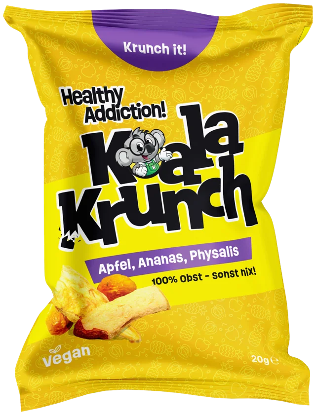 Koala Krunch Pouch Gelber Mix mit Apfel, Ananas und Physalis